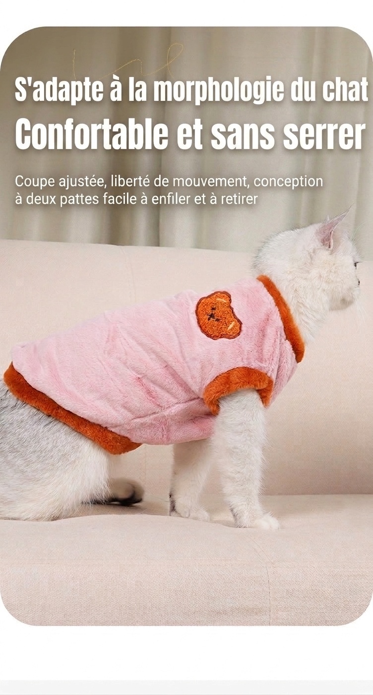 Cozy Pet Fleece Sweater with Bear Embroidery for Cats & Small Dogs