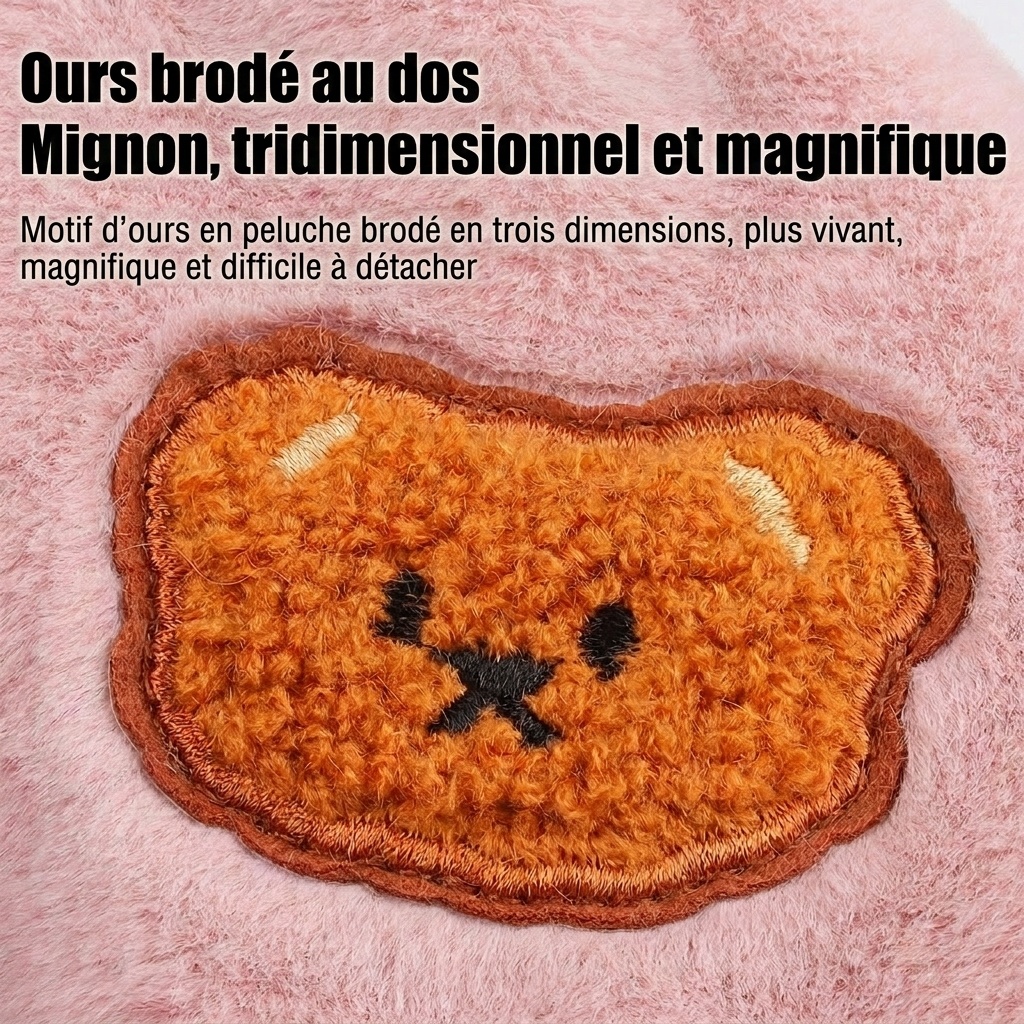 Cozy Pet Fleece Sweater with Bear Embroidery for Cats & Small Dogs