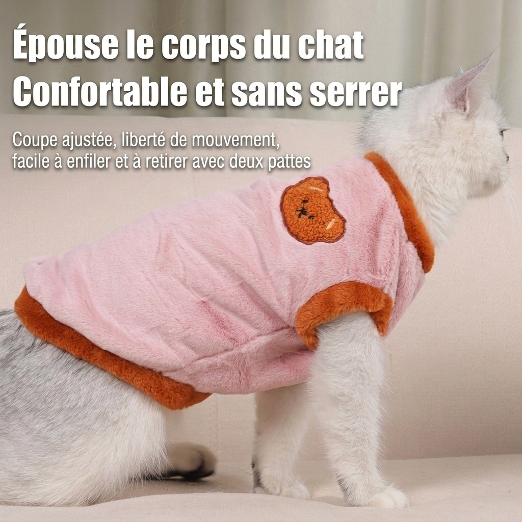 Cozy Pet Fleece Sweater with Bear Embroidery for Cats & Small Dogs