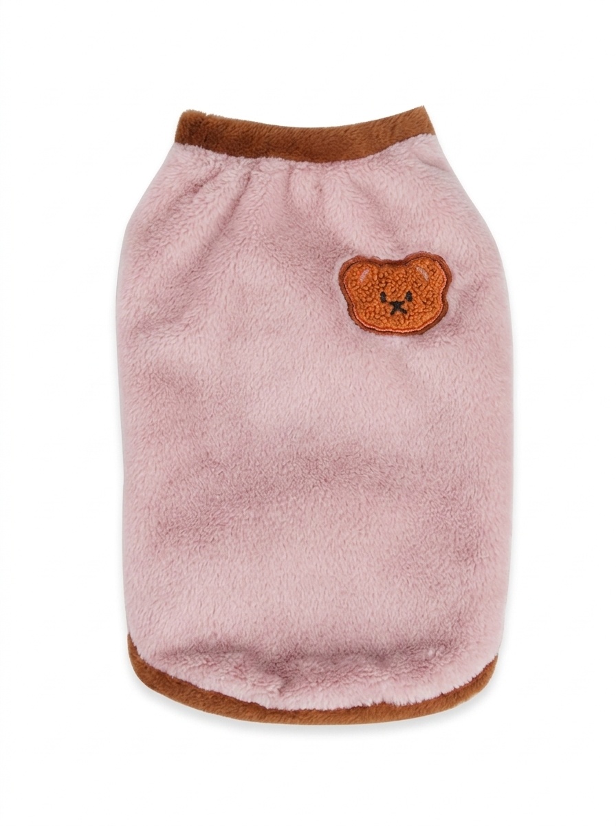 Cozy Pet Fleece Sweater with Bear Embroidery for Cats & Small Dogs