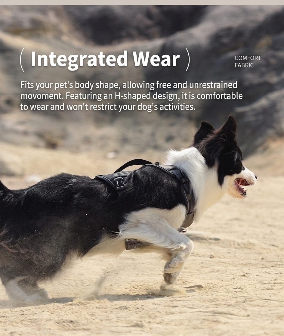 Durable Reflective Dog Harness with Handle & Pockets