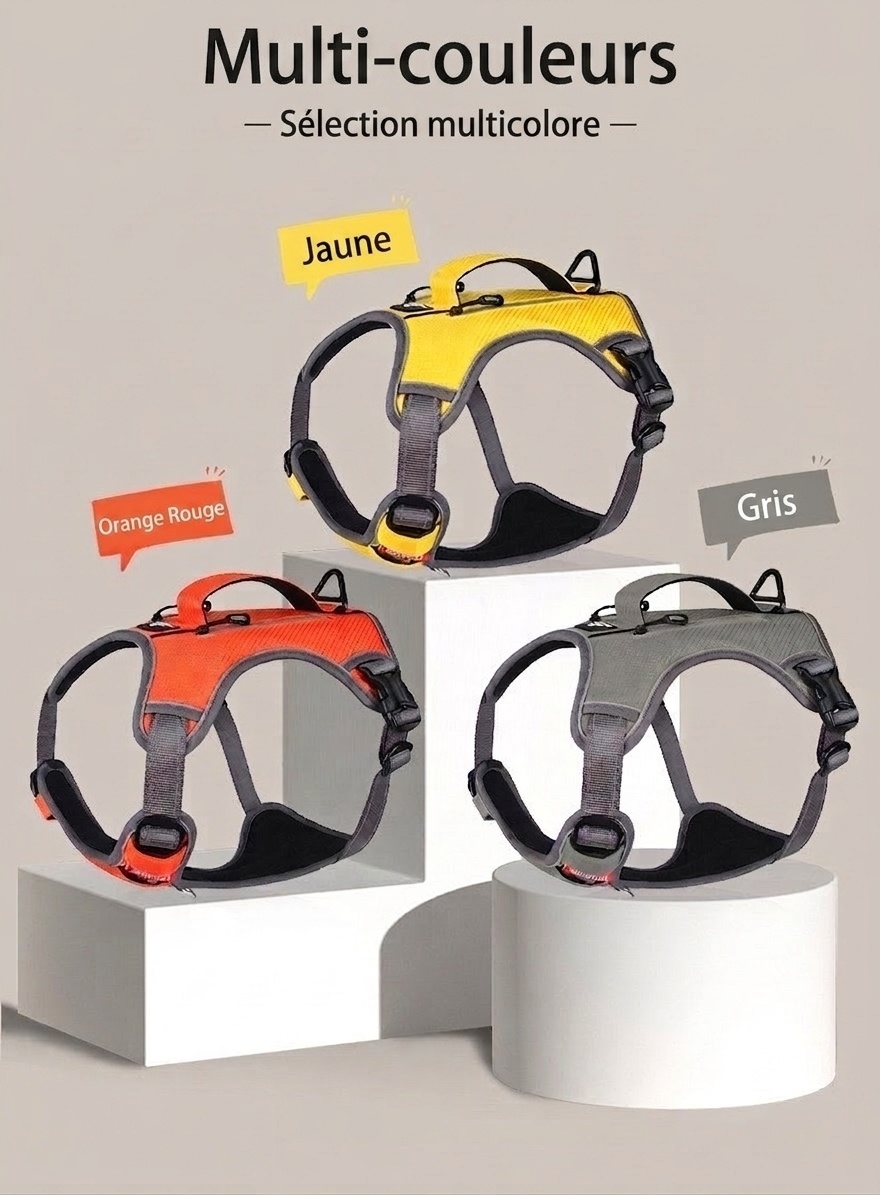 Durable Reflective Dog Harness with Handle & Pockets