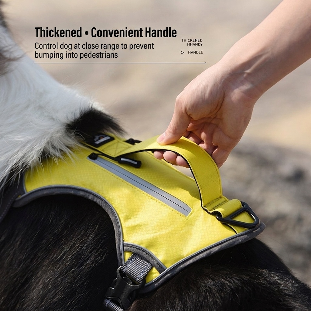 Durable Reflective Dog Harness with Handle & Pockets