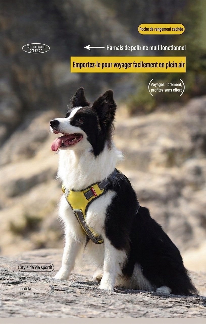 Durable Reflective Dog Harness with Handle & Pockets