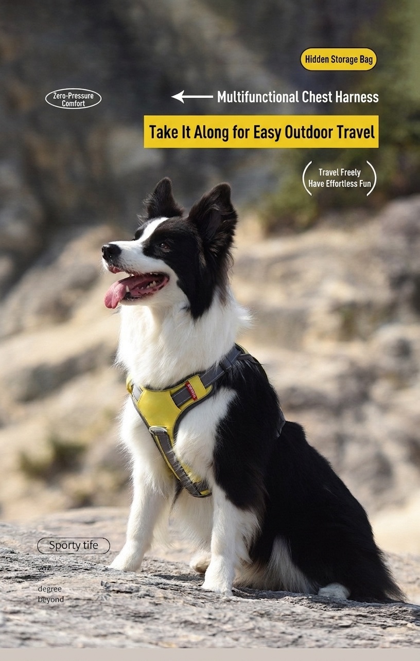Durable Reflective Dog Harness with Handle & Pockets
