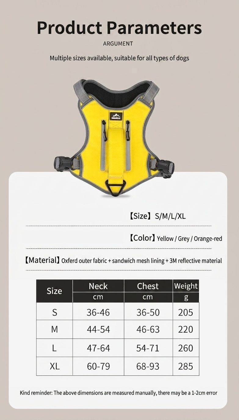 Durable Reflective Dog Harness with Handle & Pockets