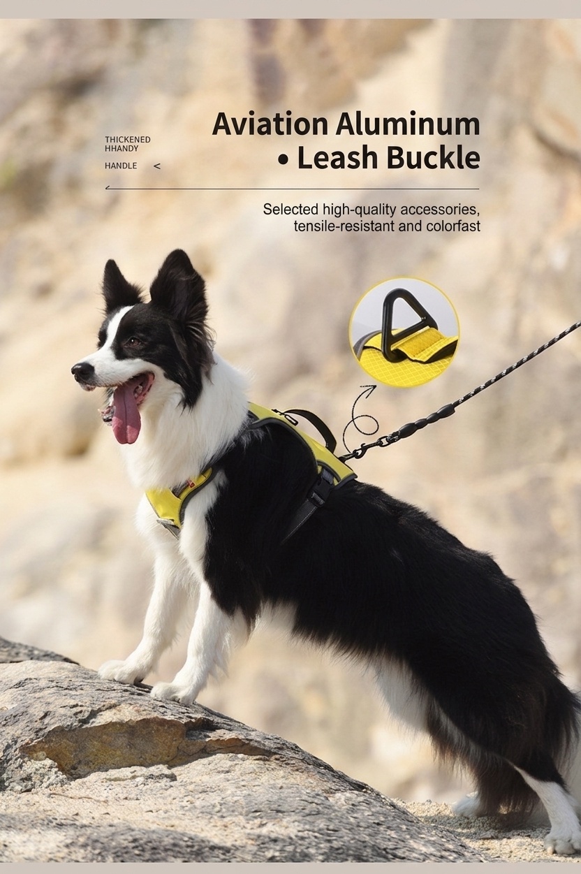 Durable Reflective Dog Harness with Handle & Pockets
