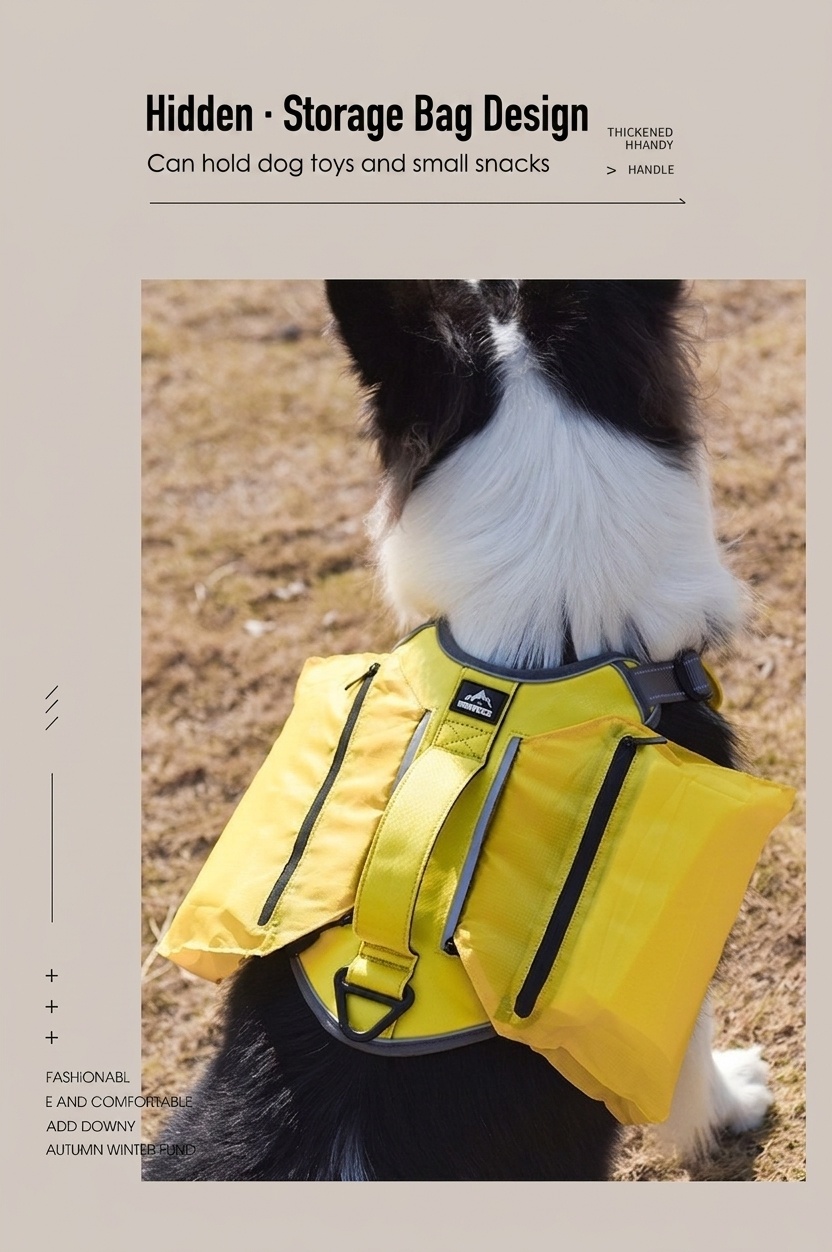 Durable Reflective Dog Harness with Handle & Pockets