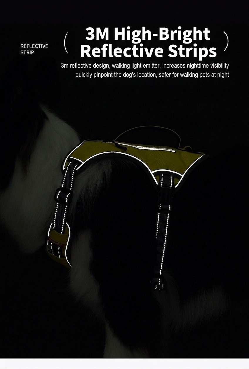 Durable Reflective Dog Harness with Handle & Pockets