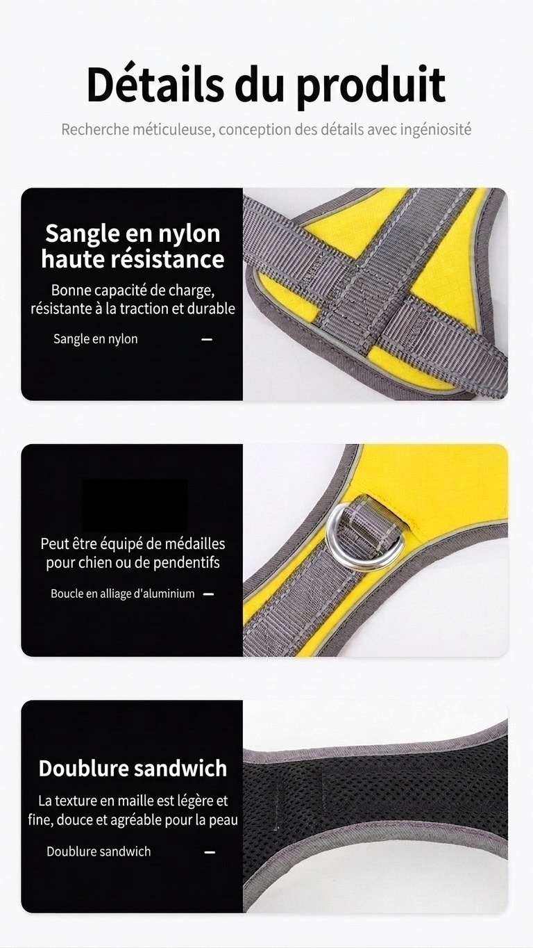 Durable Reflective Dog Harness with Handle & Pockets
