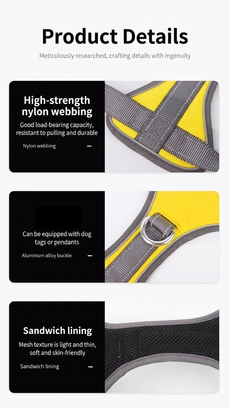Durable Reflective Dog Harness with Handle & Pockets
