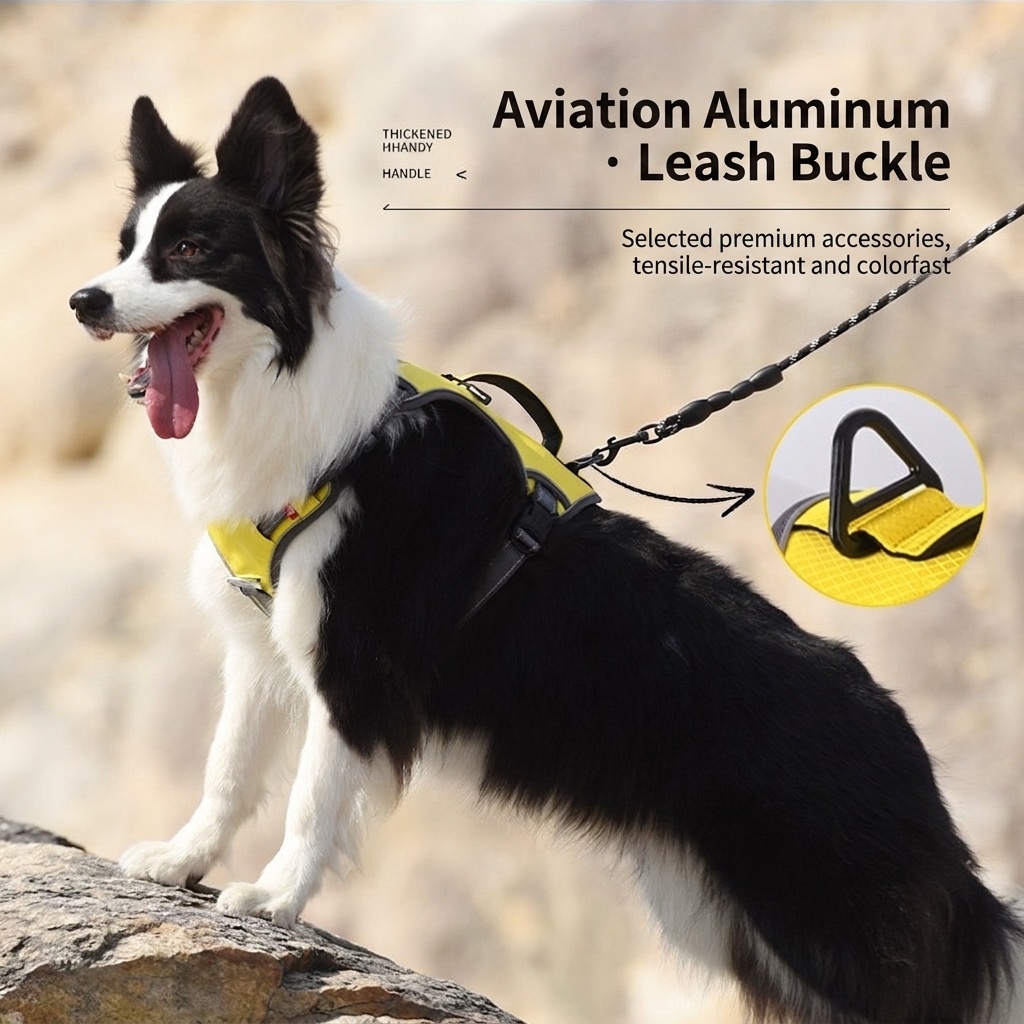 Durable Reflective Dog Harness with Handle & Pockets