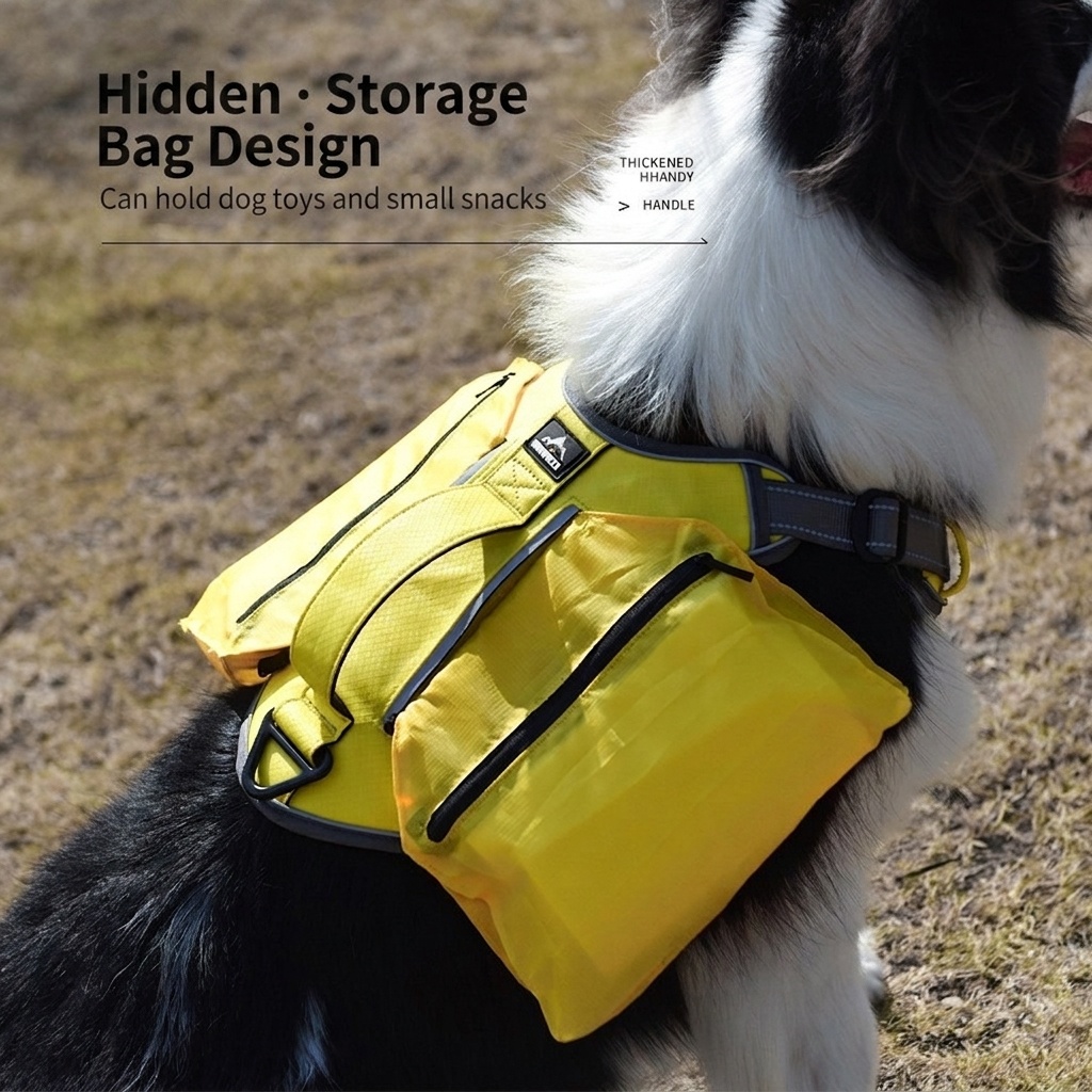Durable Reflective Dog Harness with Handle & Pockets