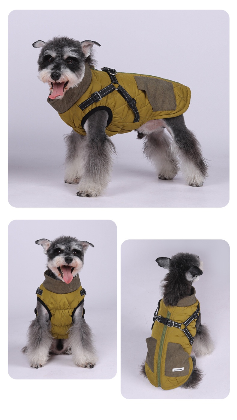 Warm Dog Vest Harness with Reflective Straps & Zipper