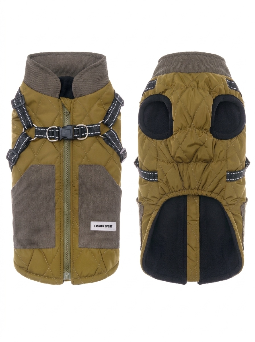 Warm Dog Vest Harness with Reflective Straps & Zipper