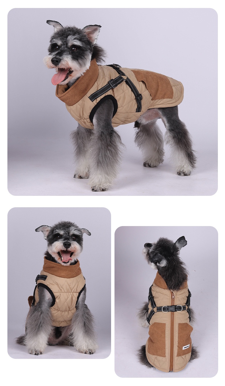 Warm Dog Vest Harness with Reflective Straps & Zipper
