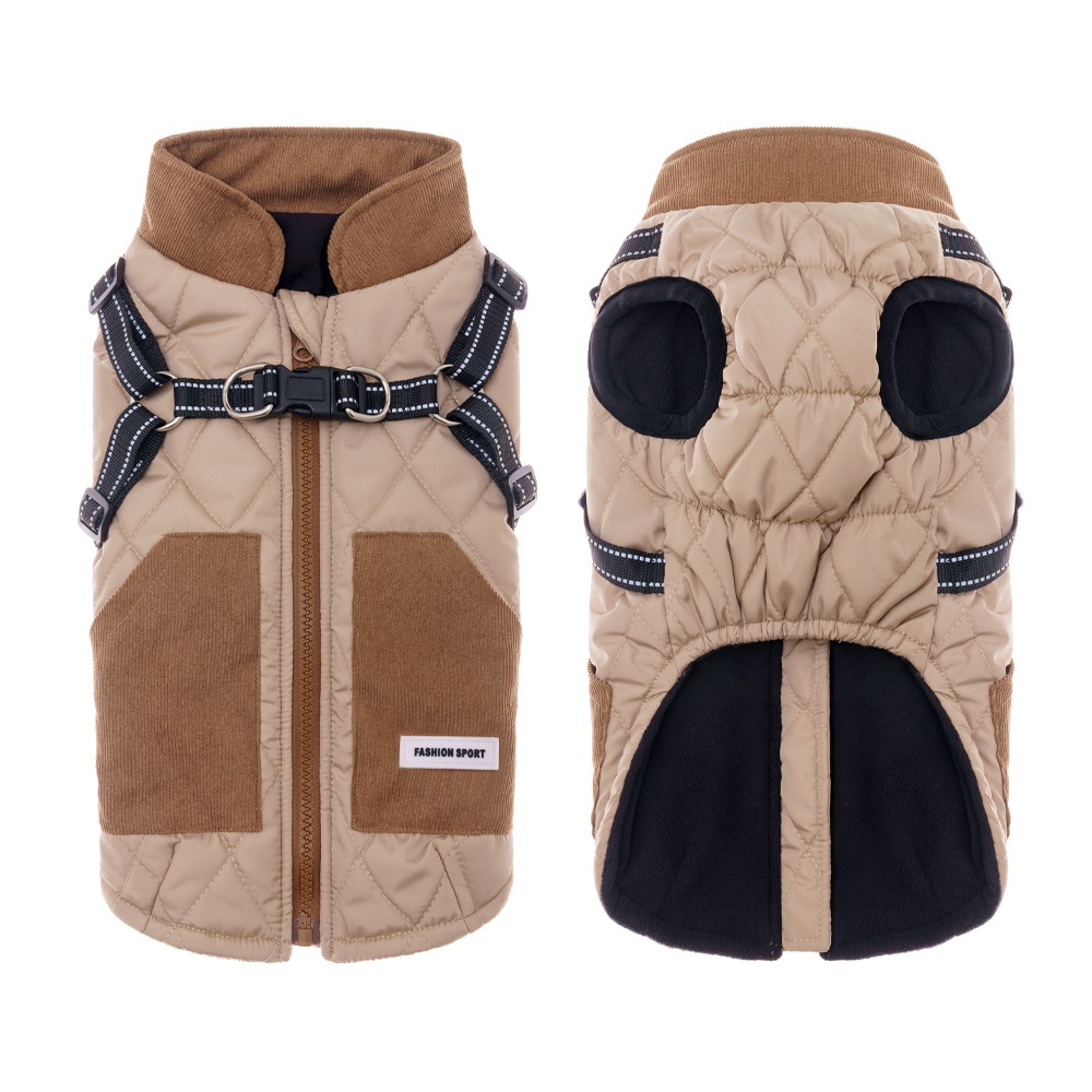 Warm Dog Vest Harness with Reflective Straps & Zipper