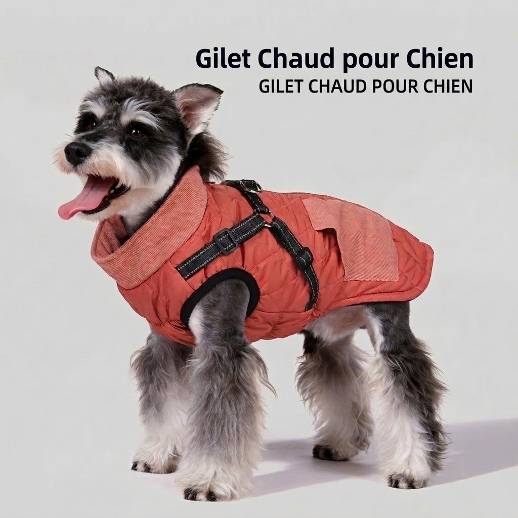 Warm Dog Vest Harness with Reflective Straps & Zipper