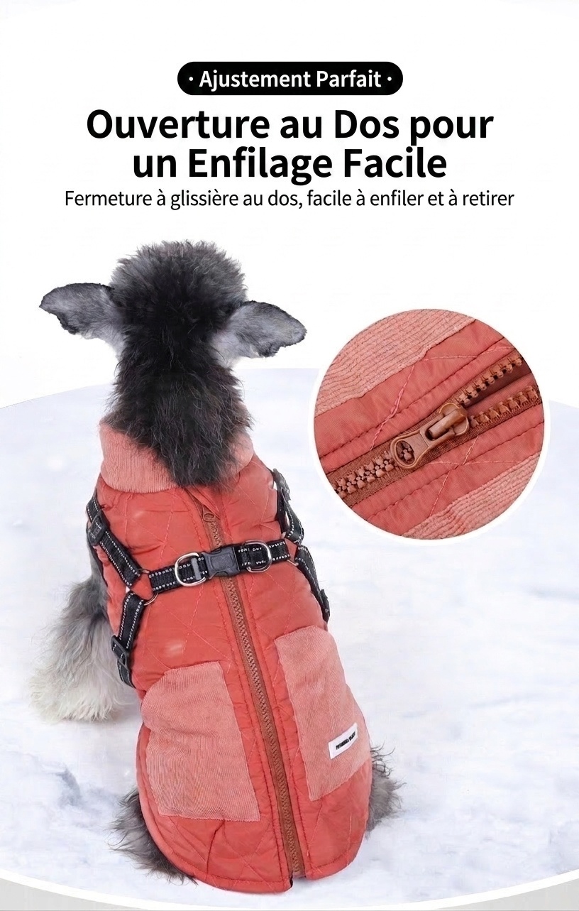 Warm Dog Vest Harness with Reflective Straps & Zipper