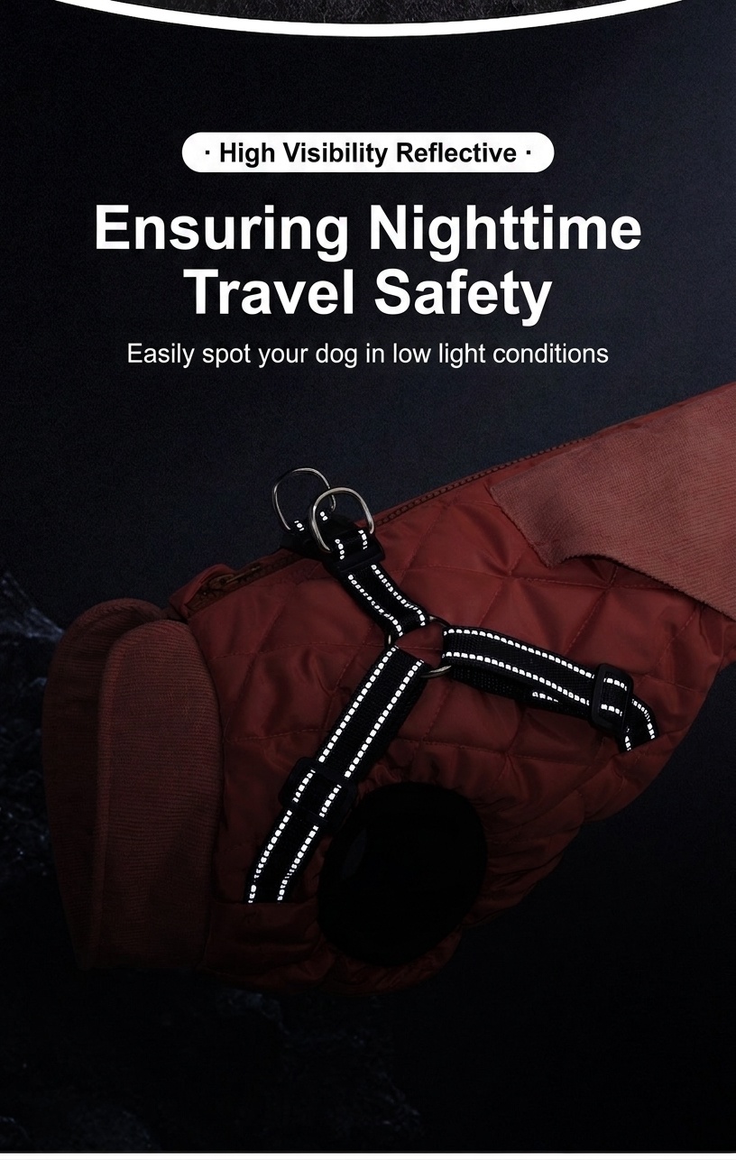 Warm Dog Vest Harness with Reflective Straps & Zipper
