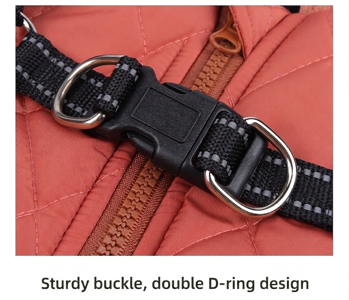 Warm Dog Vest Harness with Reflective Straps & Zipper