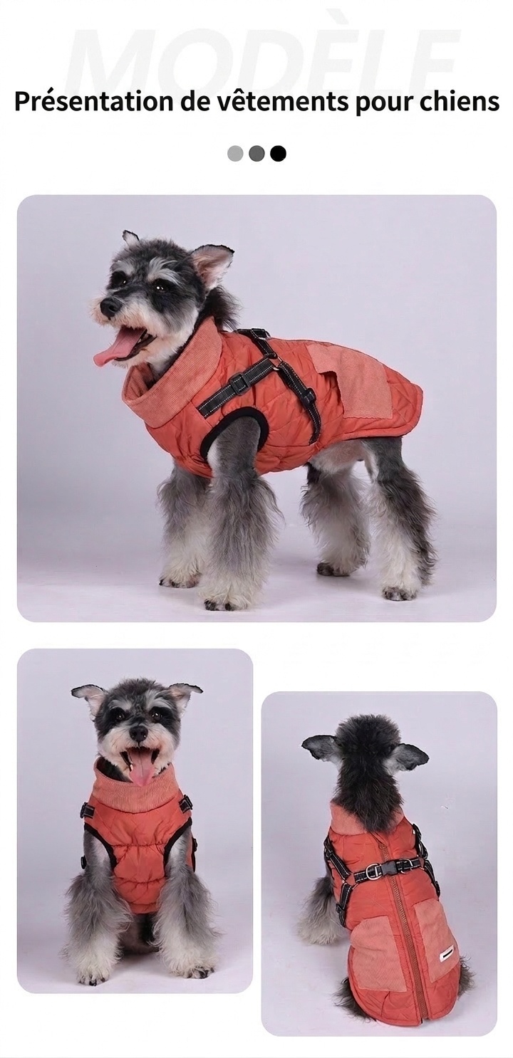 Warm Dog Vest Harness with Reflective Straps & Zipper