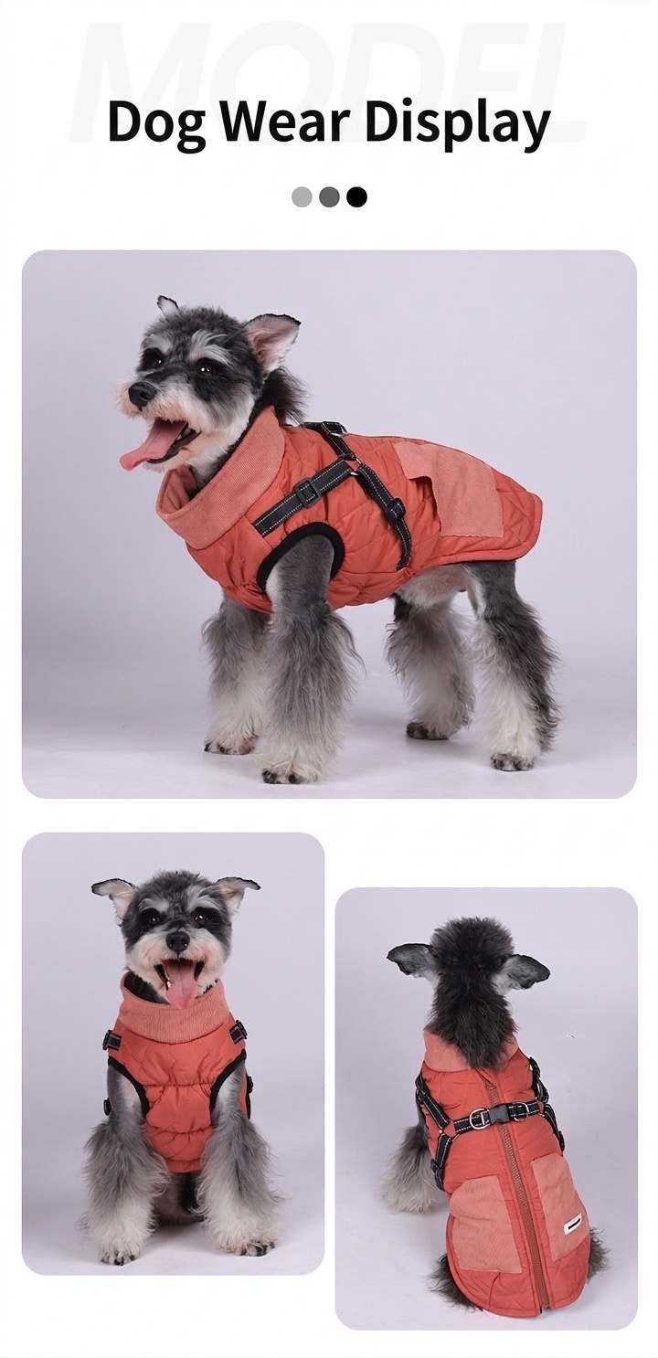 Warm Dog Vest Harness with Reflective Straps & Zipper