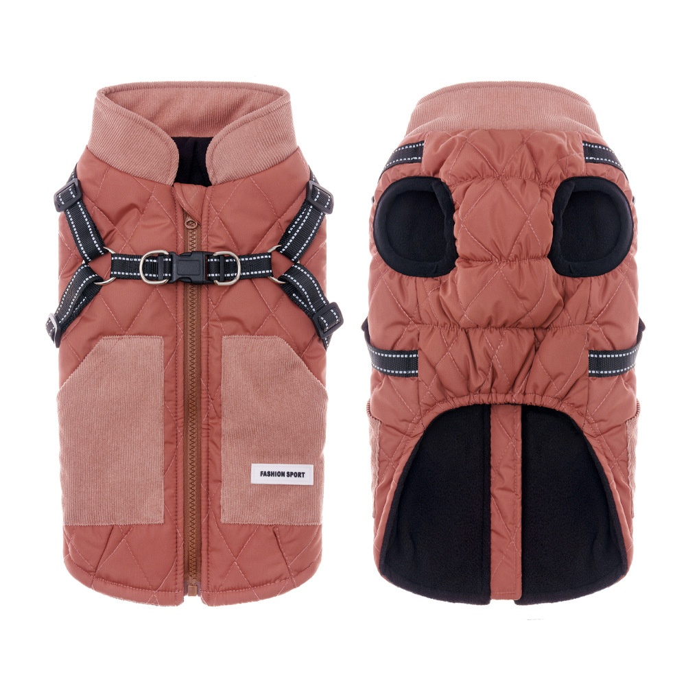 Warm Dog Vest Harness with Reflective Straps & Zipper