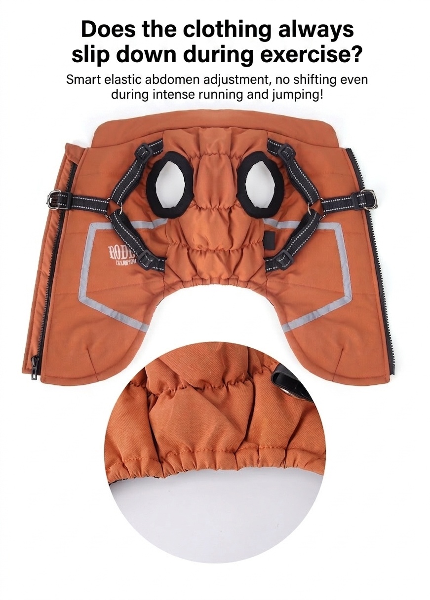 Warm Winter Dog Coat with Built-in Harness & Reflective Trim