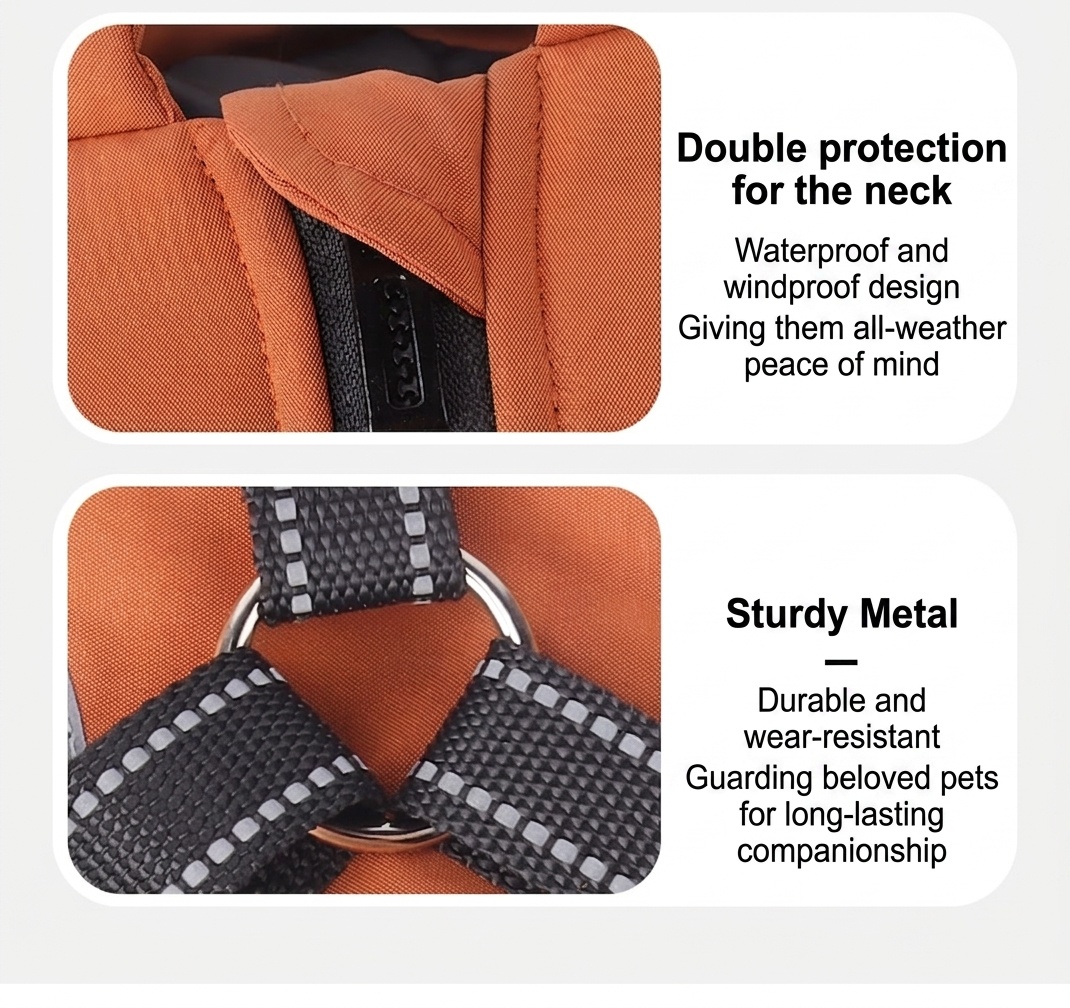Warm Winter Dog Coat with Built-in Harness & Reflective Trim