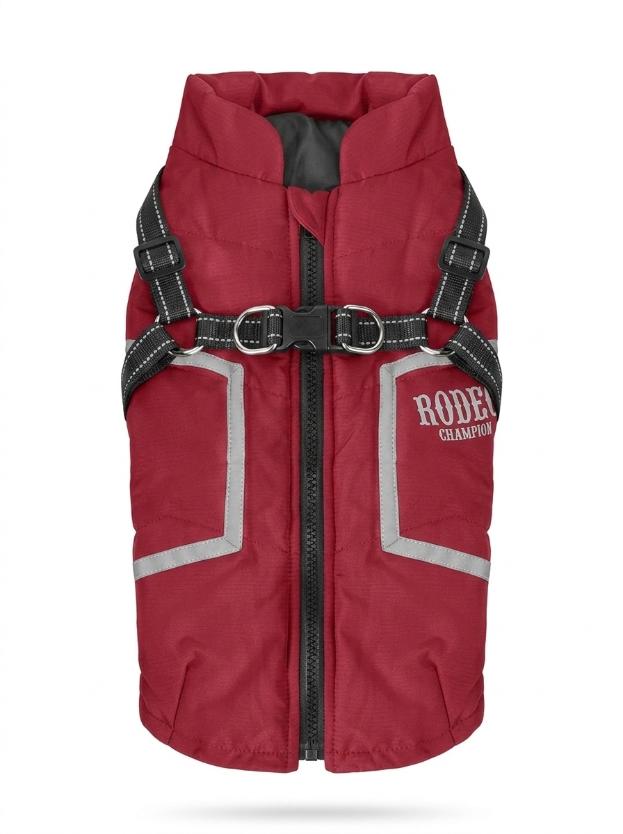 Warm Winter Dog Coat with Built-in Harness & Reflective Trim