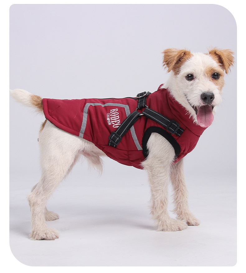 Warm Winter Dog Coat with Built-in Harness & Reflective Trim