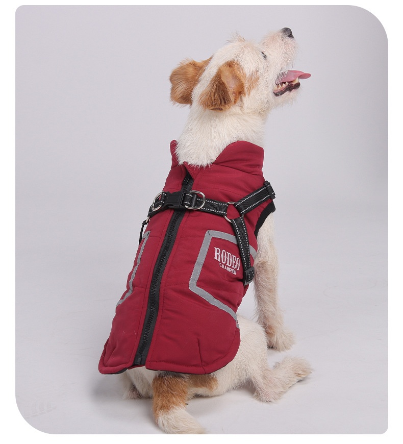 Warm Winter Dog Coat with Built-in Harness & Reflective Trim
