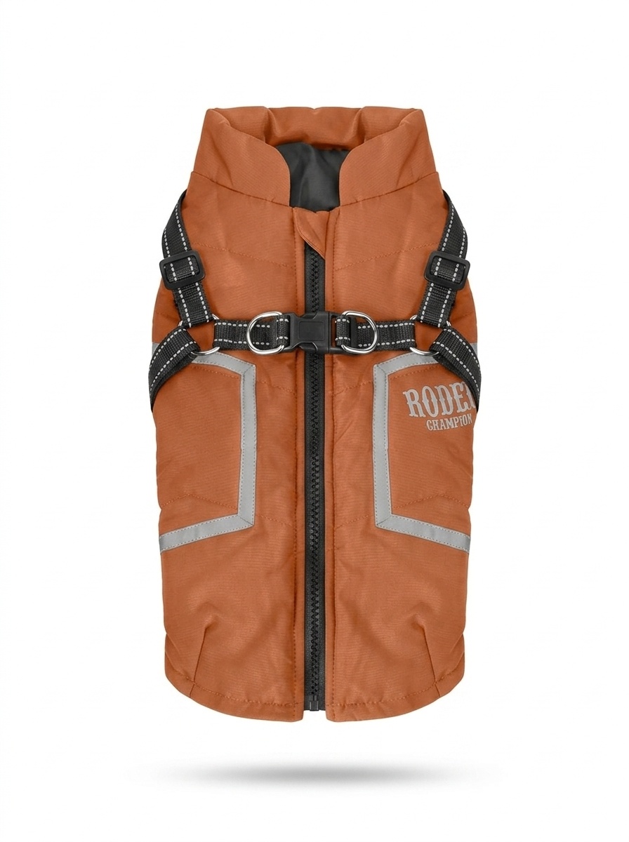 Warm Winter Dog Coat with Built-in Harness & Reflective Trim