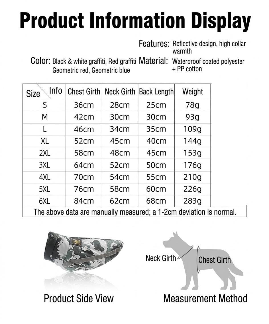 Warm Reflective Waterproof Dog Winter Coat Jacket for Pets