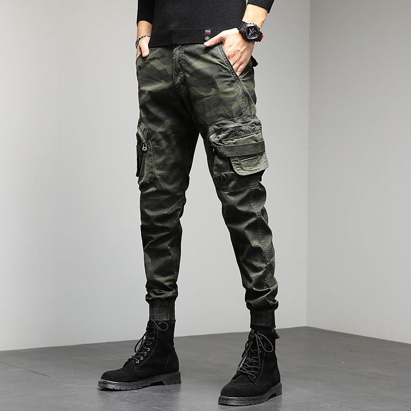 Tapered Camouflage Multi-Pocket Men's Cargo Pants for Casual Streetwear