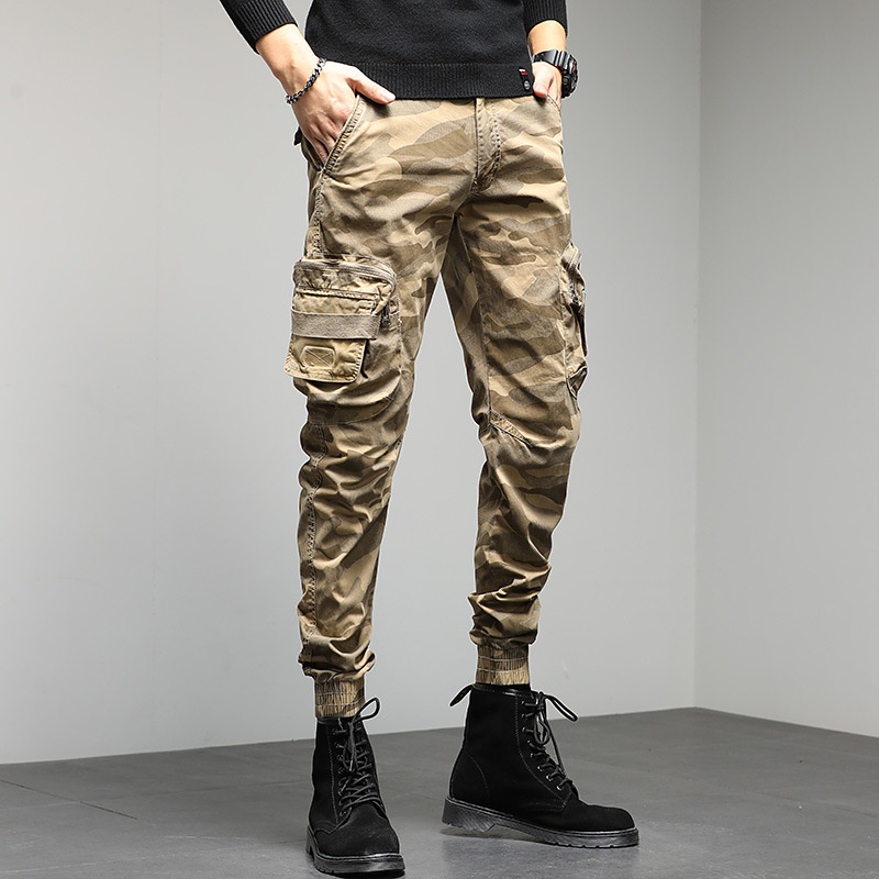 Tapered Camouflage Multi-Pocket Men's Cargo Pants for Casual Streetwear