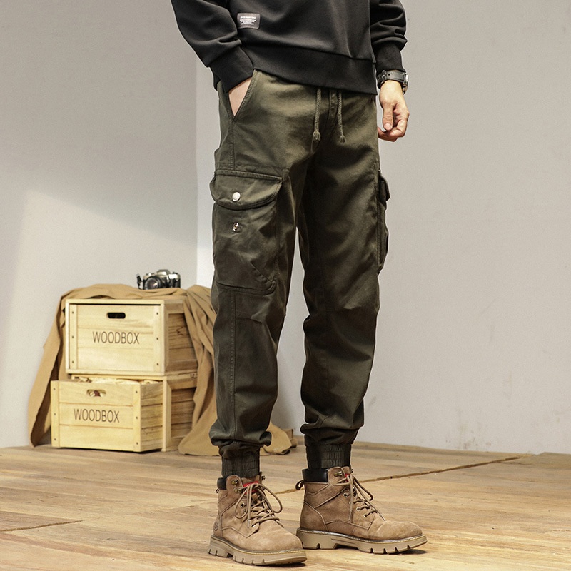 Relaxed Fit Stretch Cuffed Men's 3D Fitting Cargo Pants for Casual Outdoor Wear