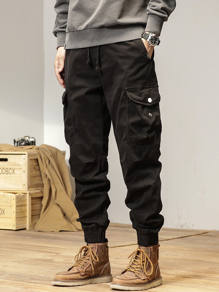 Relaxed Fit Stretch Cuffed Men's 3D Fitting Cargo Pants for Casual Outdoor Wear