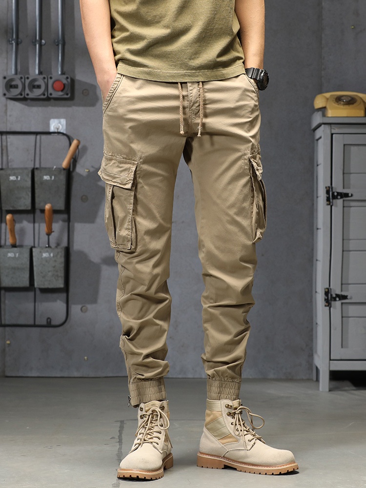 Stretch Fit Functional Retro Cuffed Men's Cargo Pants for Casual Outdoor Wear