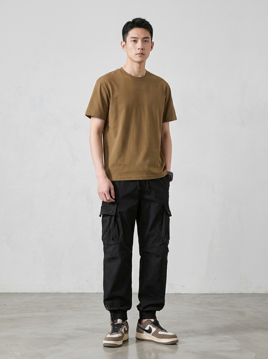 Retro Stretch Fit Tapered Men's Cargo Pants for Functional Casual Wear