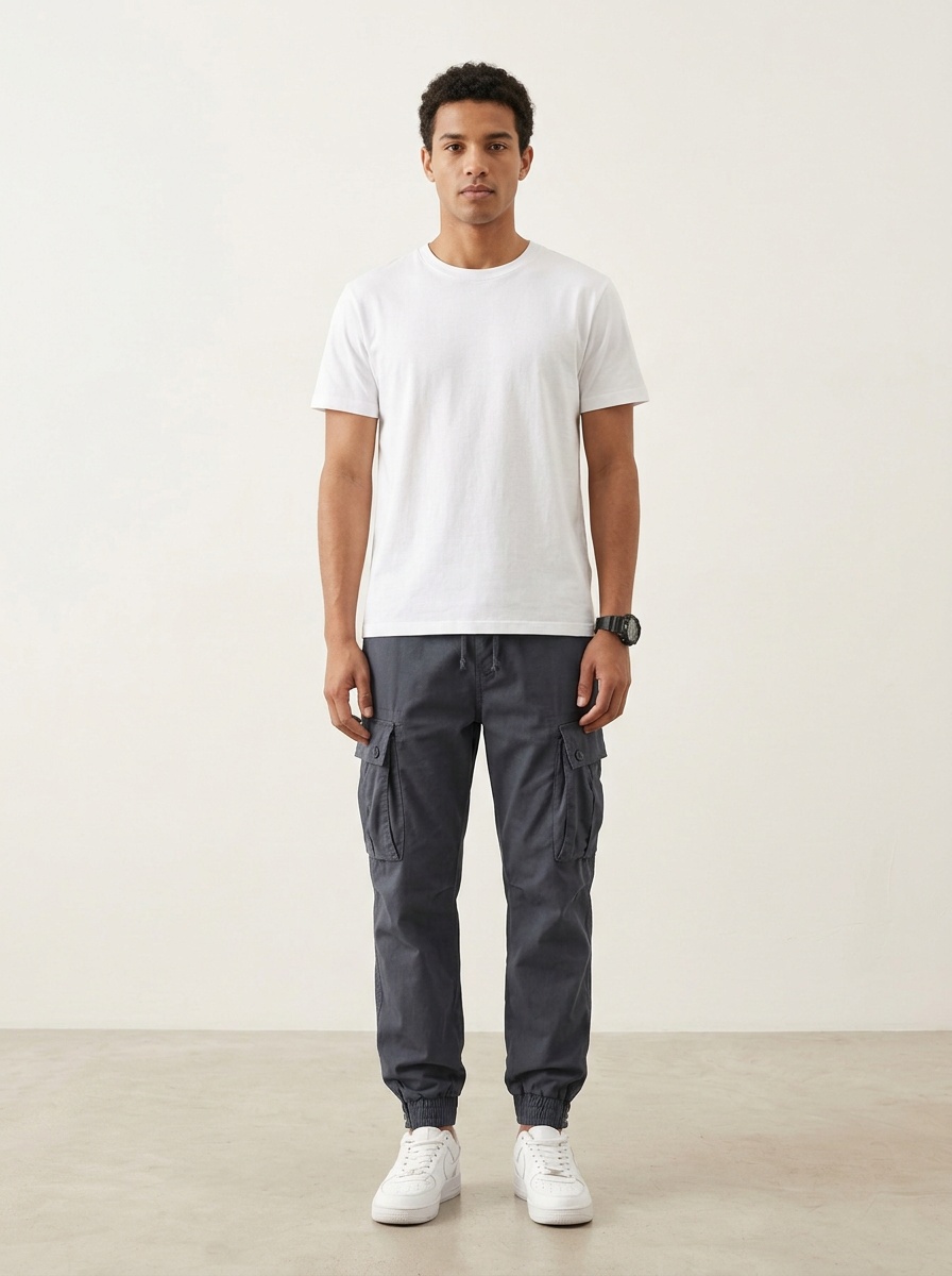 Retro Stretch Fit Tapered Men's Cargo Pants for Functional Casual Wear