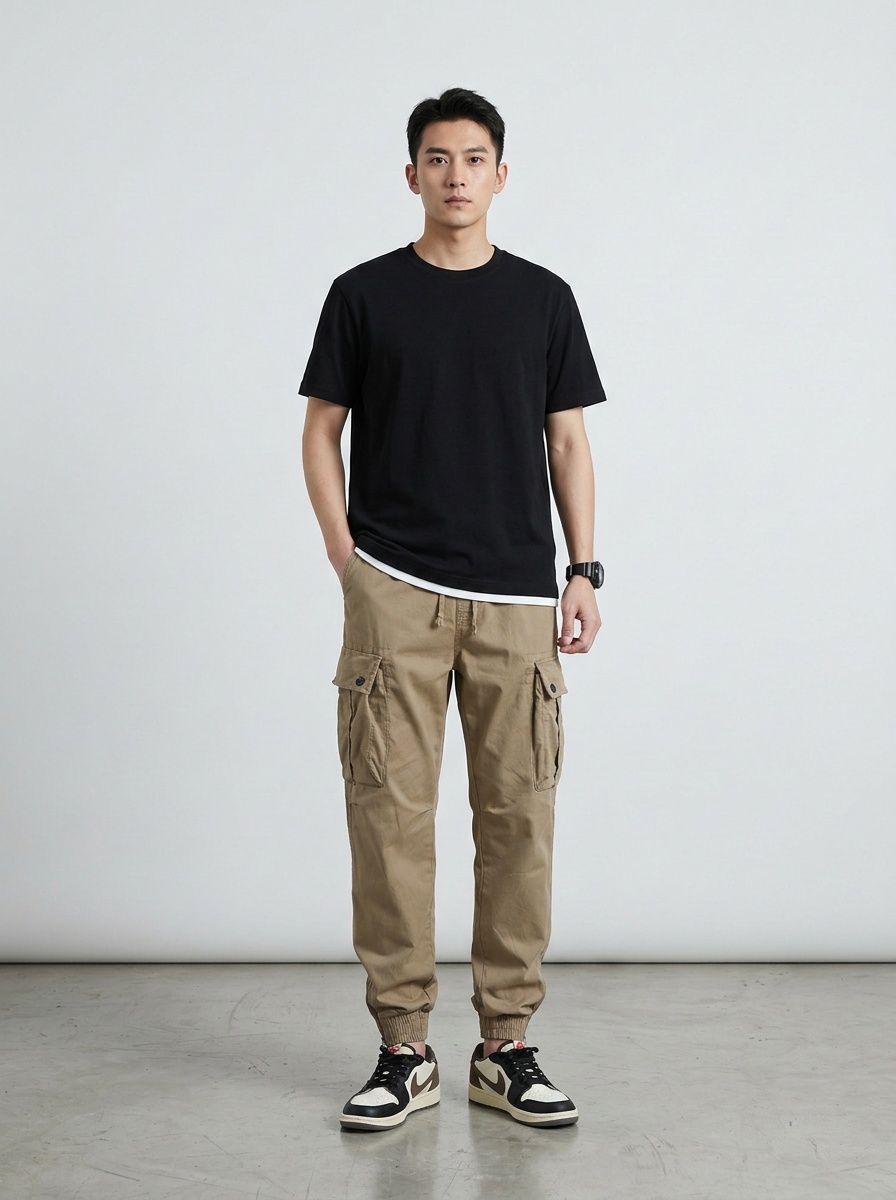 Retro Stretch Fit Tapered Men's Cargo Pants for Functional Casual Wear