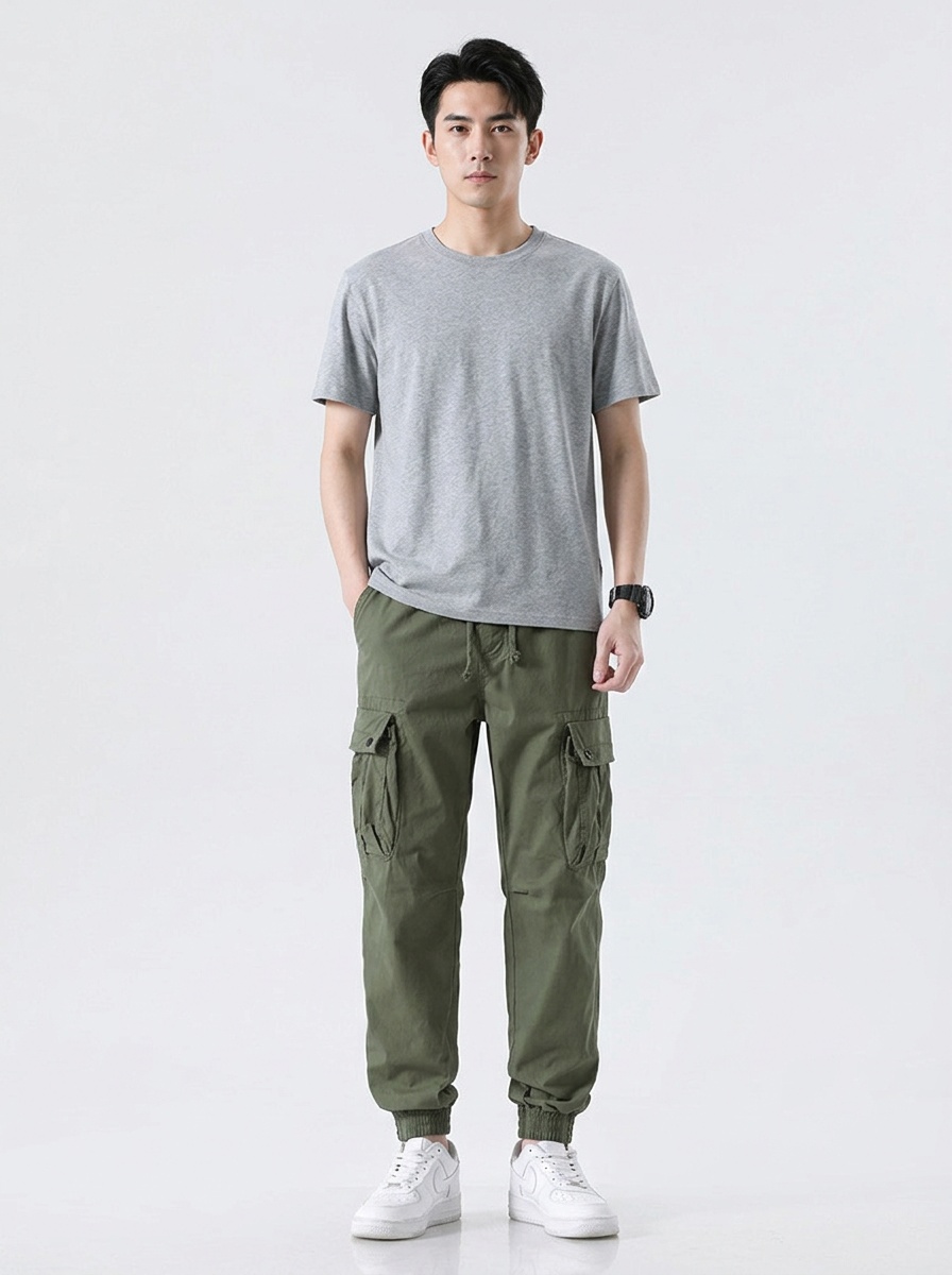 Retro Stretch Fit Tapered Men's Cargo Pants for Functional Casual Wear