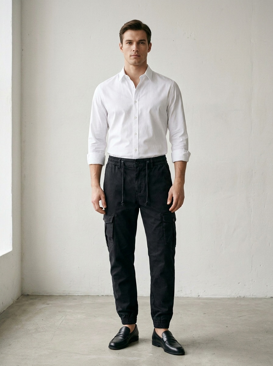 Tapered Stretch Fit Vintage Men's Cargo Pants for Casual Athletic Wear