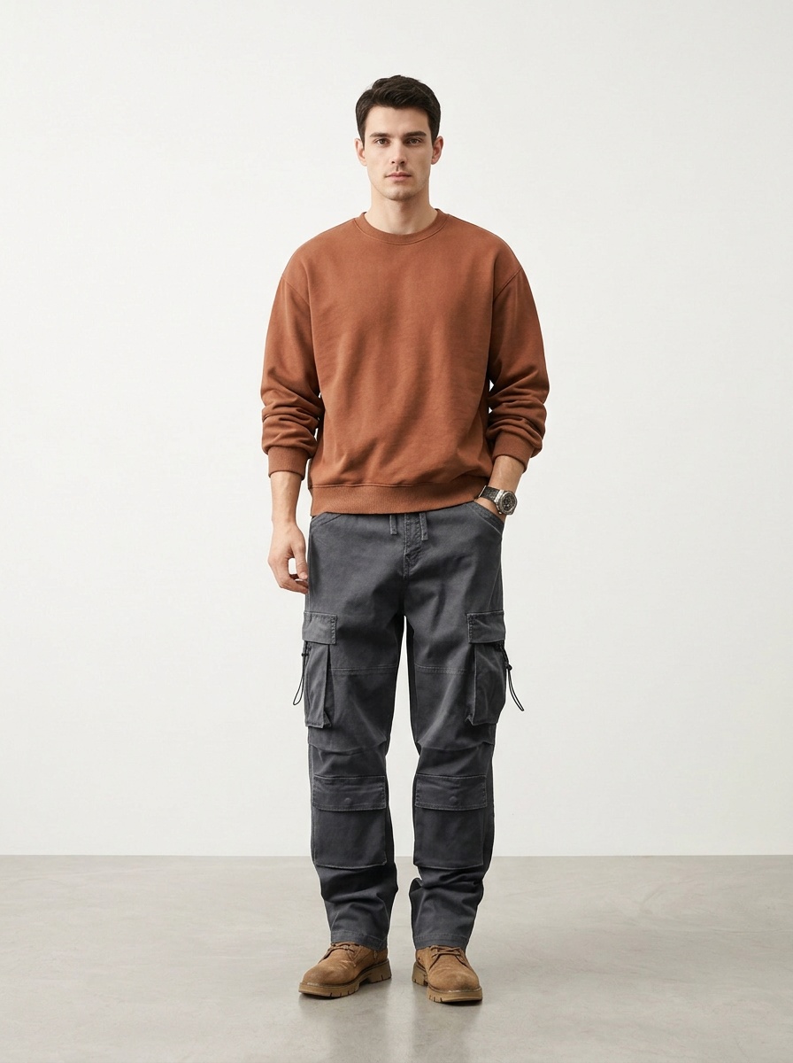 Vintage-Inspired Multi-Pocket Outdoor Men's Cargo Pants for Casual Wear