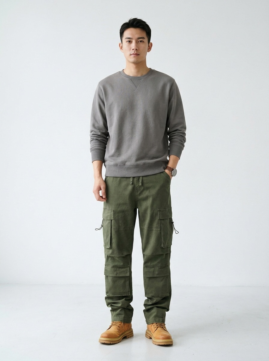 Vintage-Inspired Multi-Pocket Outdoor Men's Cargo Pants for Casual Wear