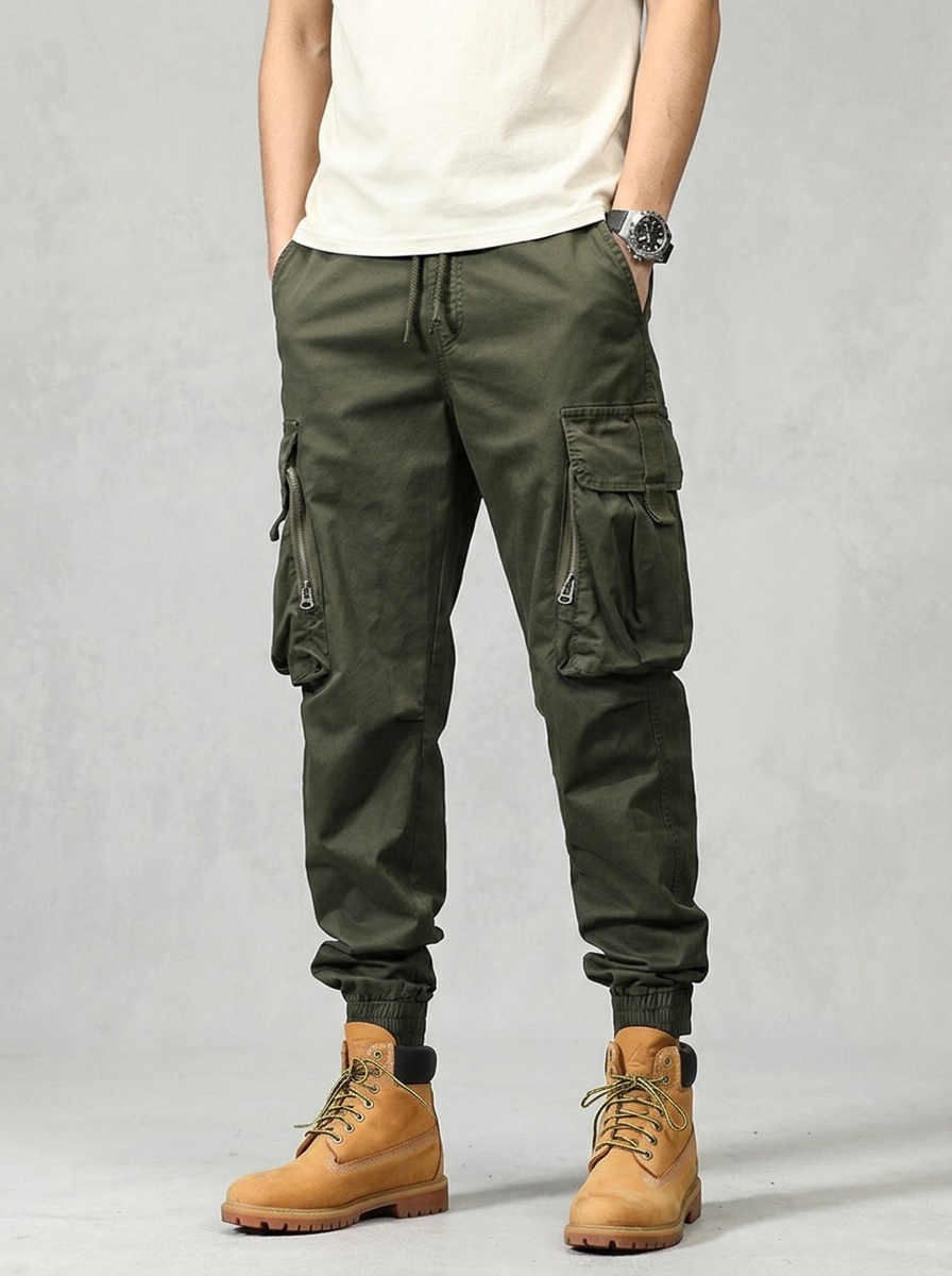 Vintage Tapered Fit Men's Cargo Pants for Casual Streetwear