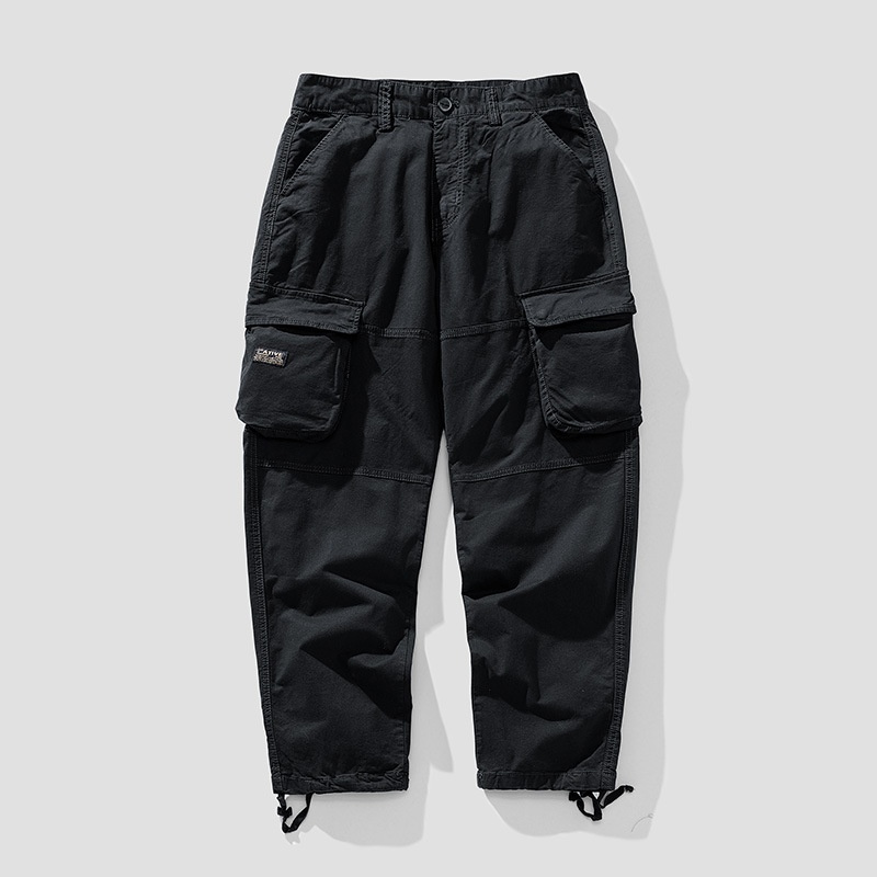 Loose Fit Vintage Drawstring Cuffed Men's Cargo Pants for Casual Wear