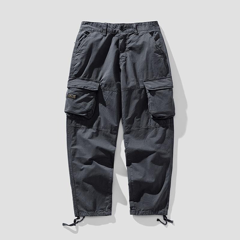 Loose Fit Vintage Drawstring Cuffed Men's Cargo Pants for Casual Wear